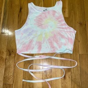 pastel tie dye tank top with ties